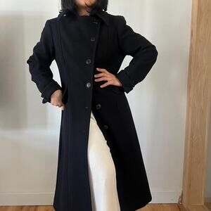 Vintage 90s Black wool classic clean line coat size 6